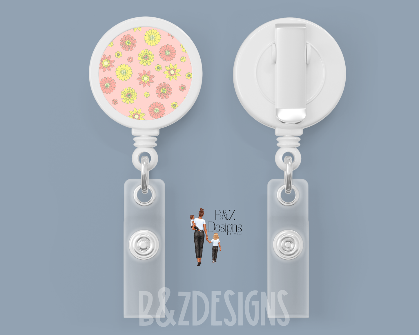 Flowers Retractable Badge Reel