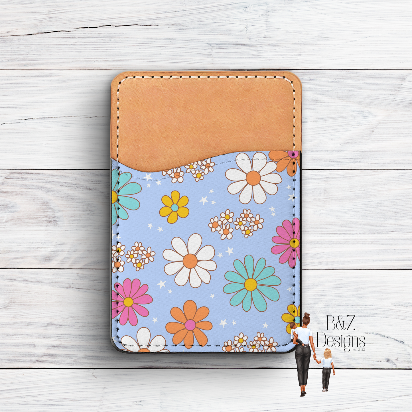 Retro Flowers Phone Card Holder