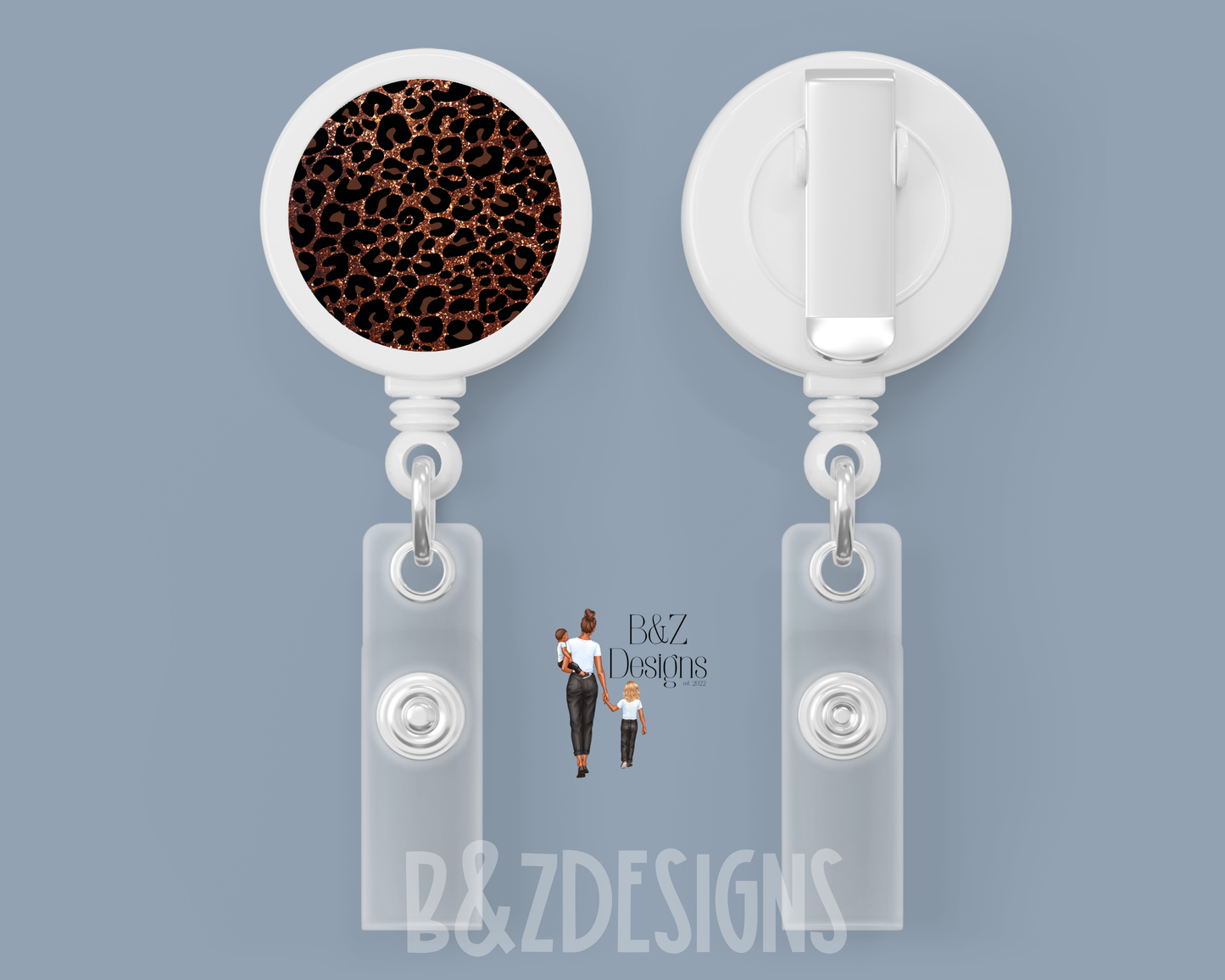 Glitter Leopard Retractable Badge Reel