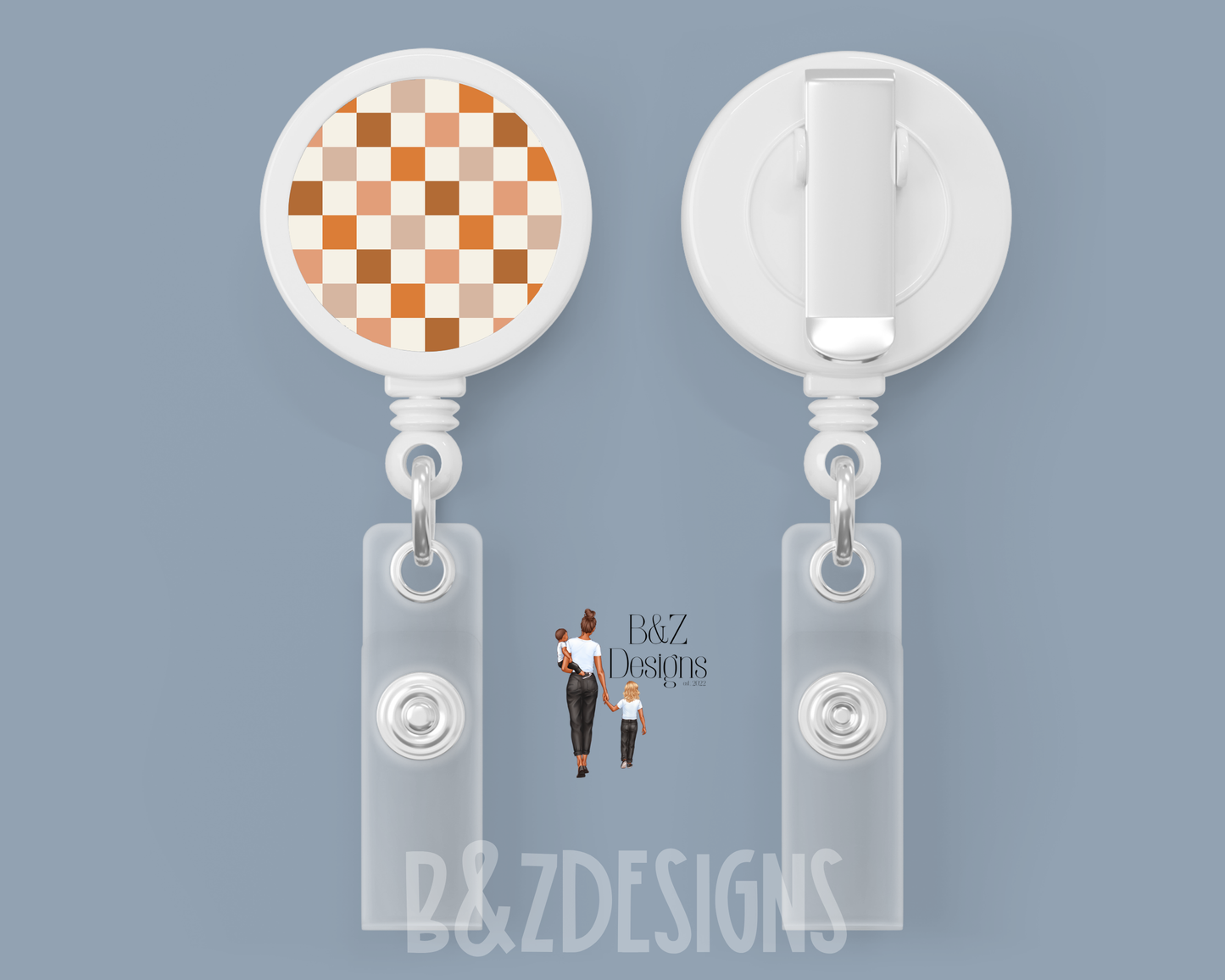 Boho Checkered Retractable Badge Reel