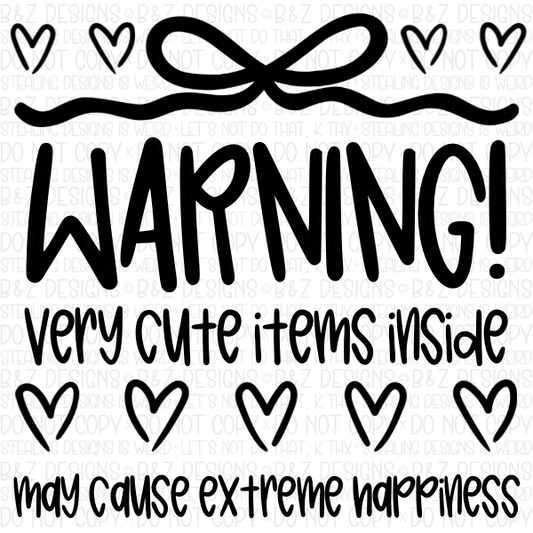 2x2” WARNING cute items inside Label Pack