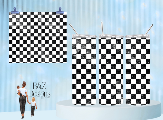 20oz Distressed Black Checks Tumbler