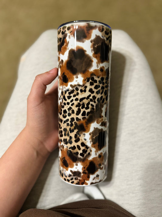 20oz Cow/Leopard Print Tumbler