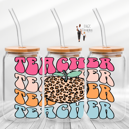 16oz Teacher Glass Cup