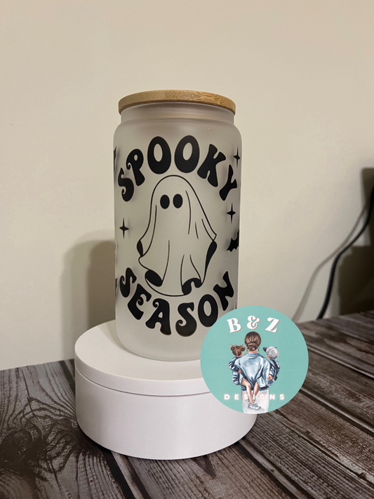 16oz Spooky Season Frosted Glass