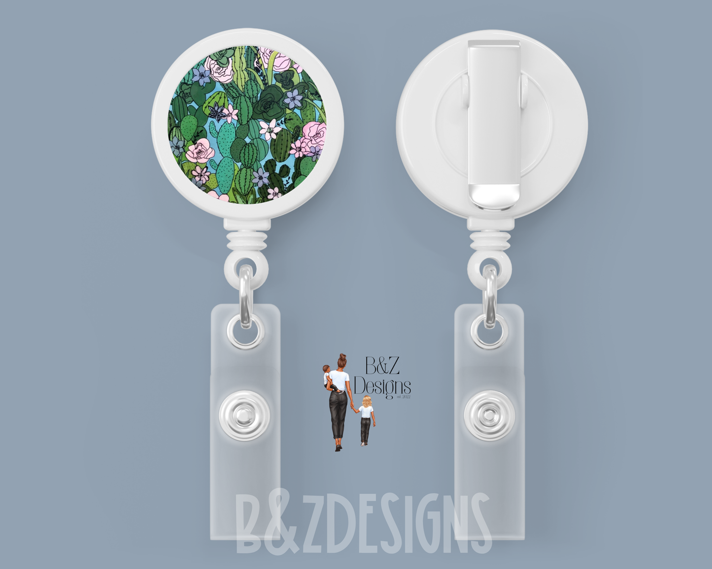 Cactus & Flowers Retractable Badge Reel