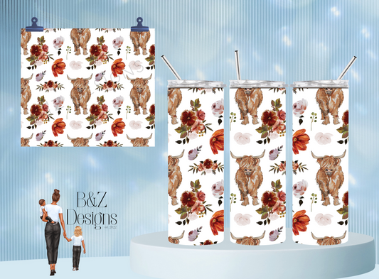 20oz Floral & Highland Cow Tumbler