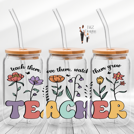 16oz Teacher Glass Cup