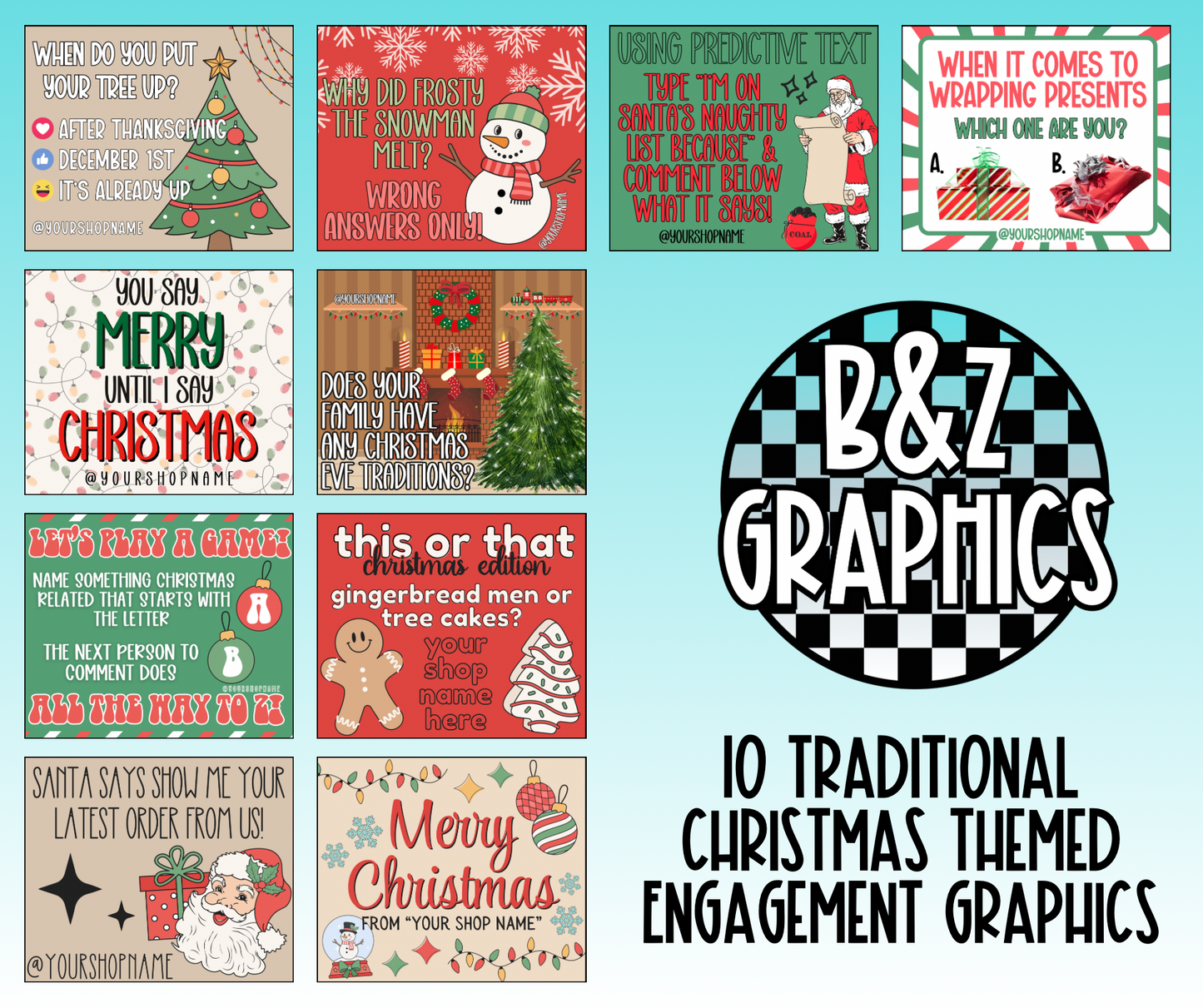 Traditional Christmas Themed Engagement Bundle