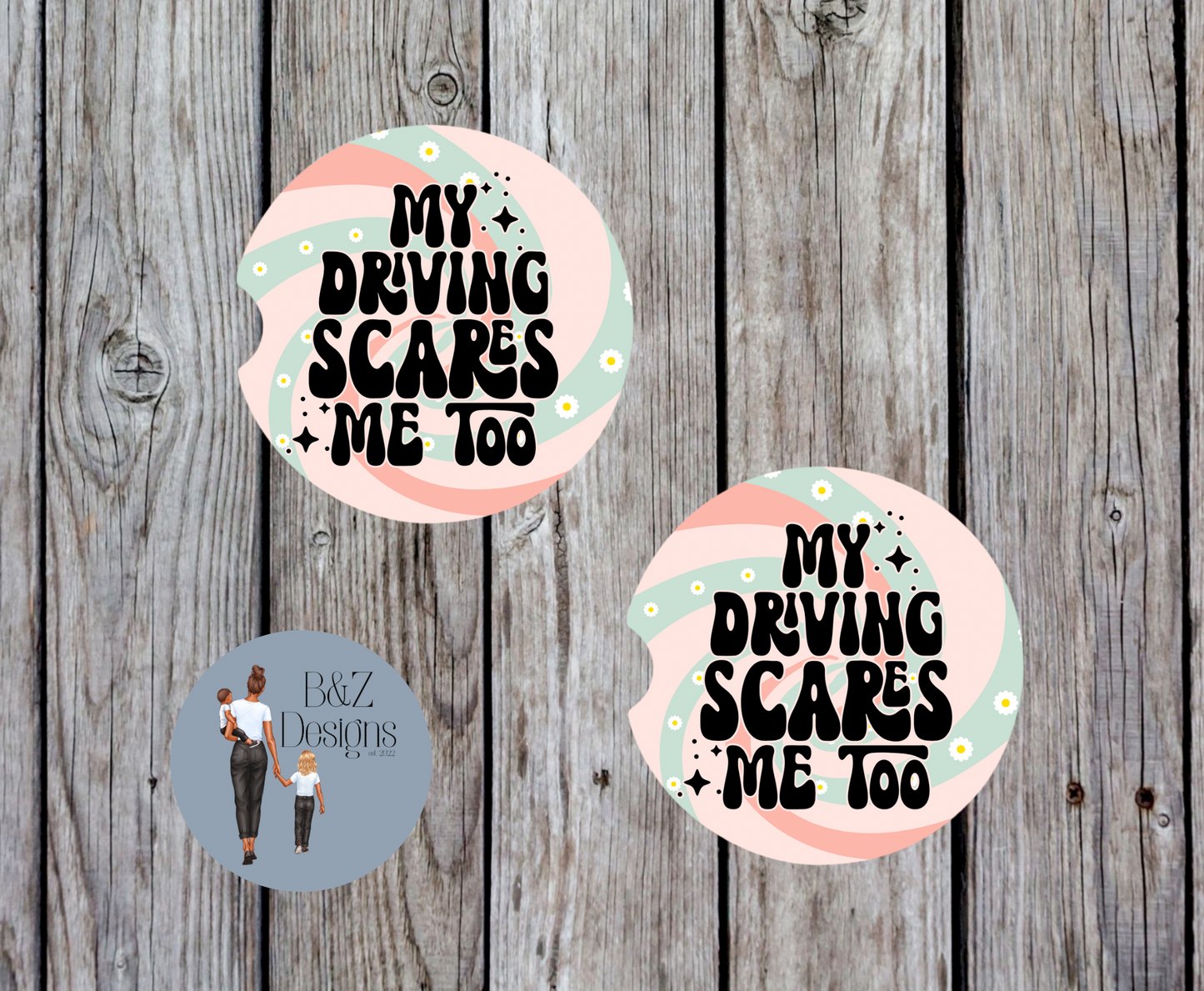 My Driving Scares Me Too Retro Car Coasters