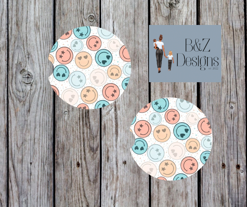 Smiley Face Car Coasters