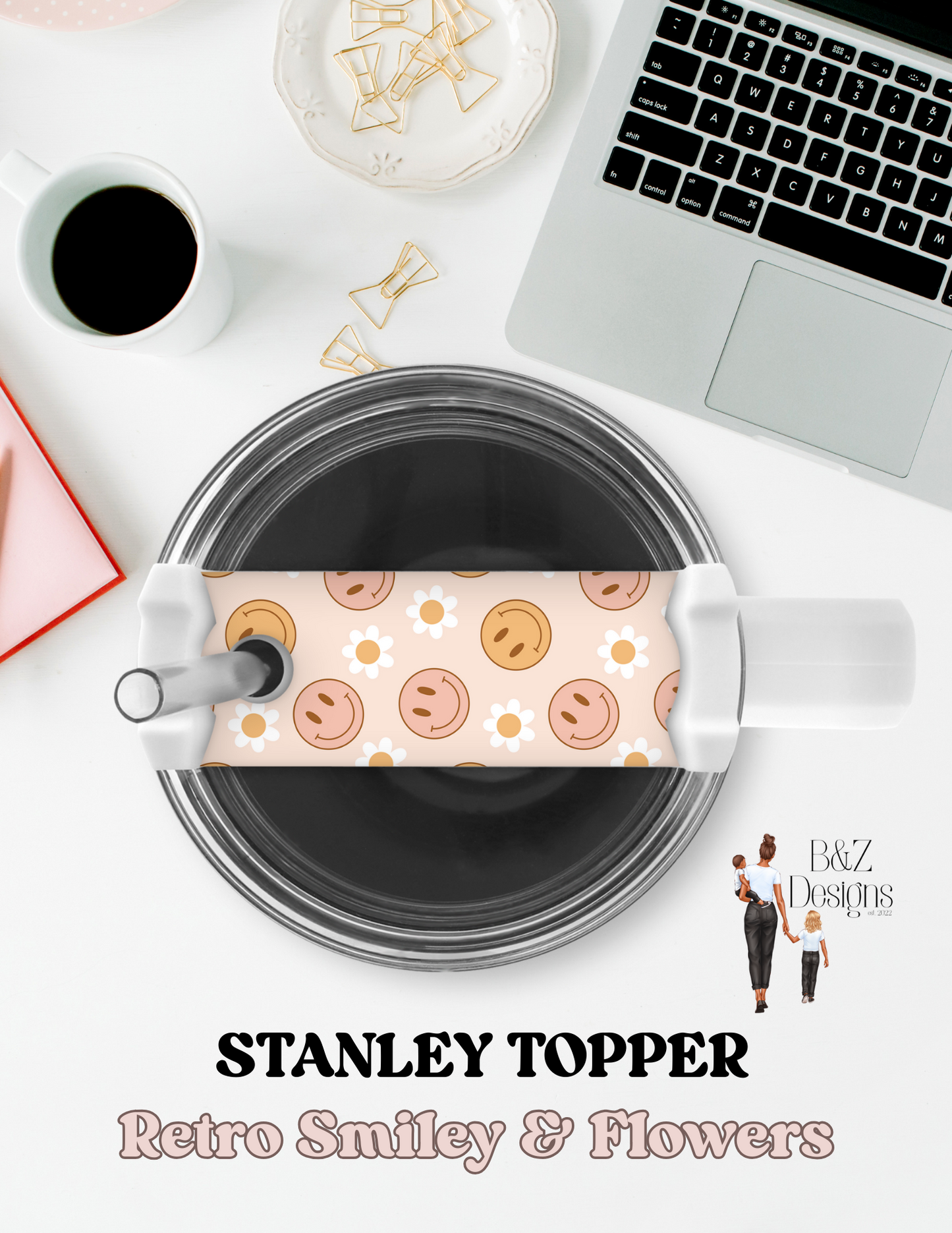 Retro Smiley & Flowers Stanley Topper