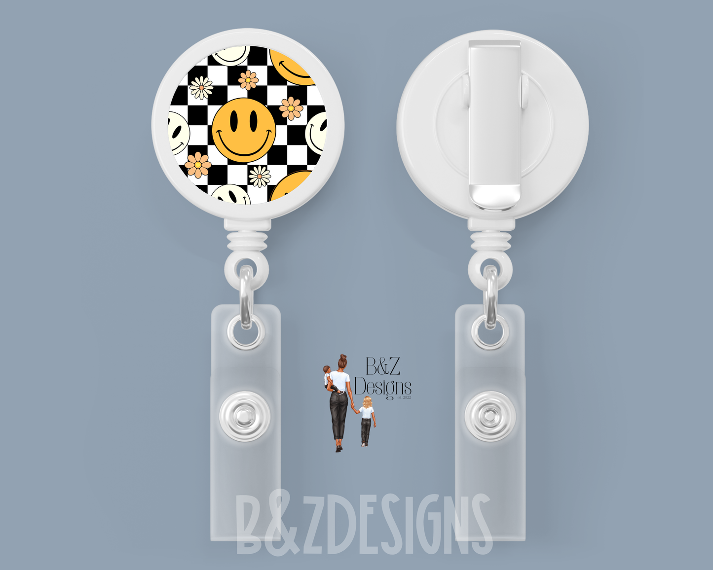 Groovy Checkered Retractable Badge Reel
