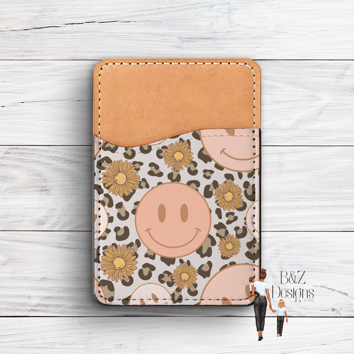 Boho Leopard & Smileys Phone Card Holder