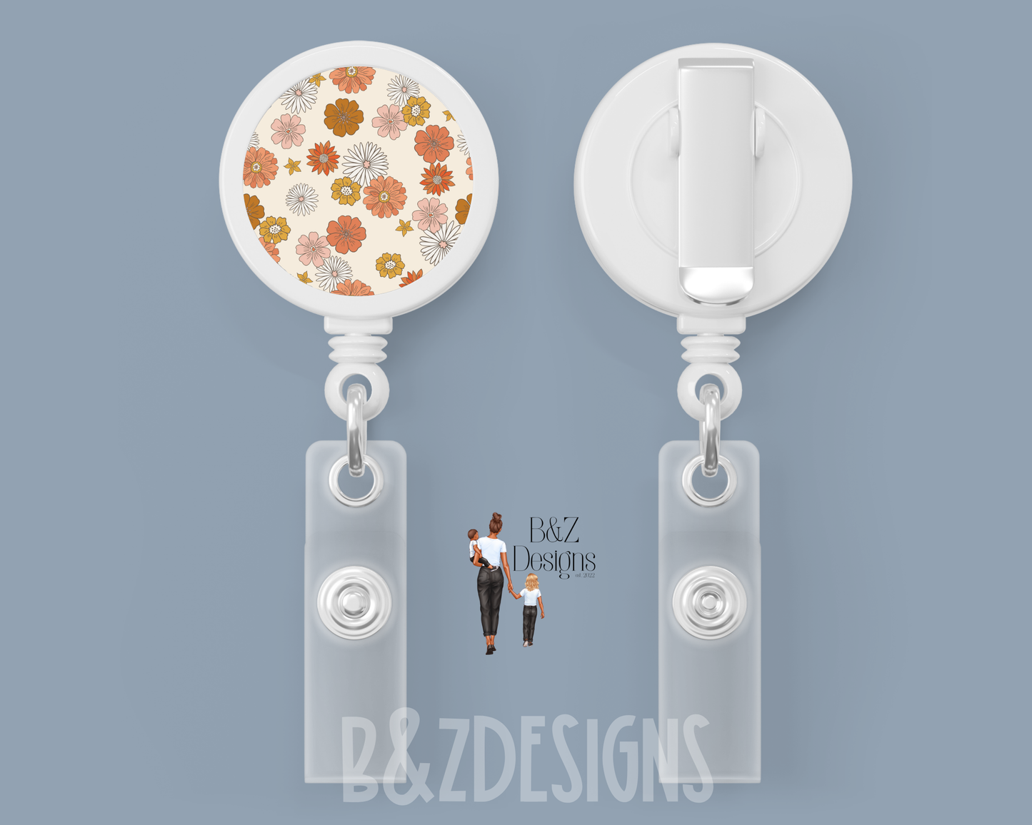Boho Flowers Retractable Badge Reel