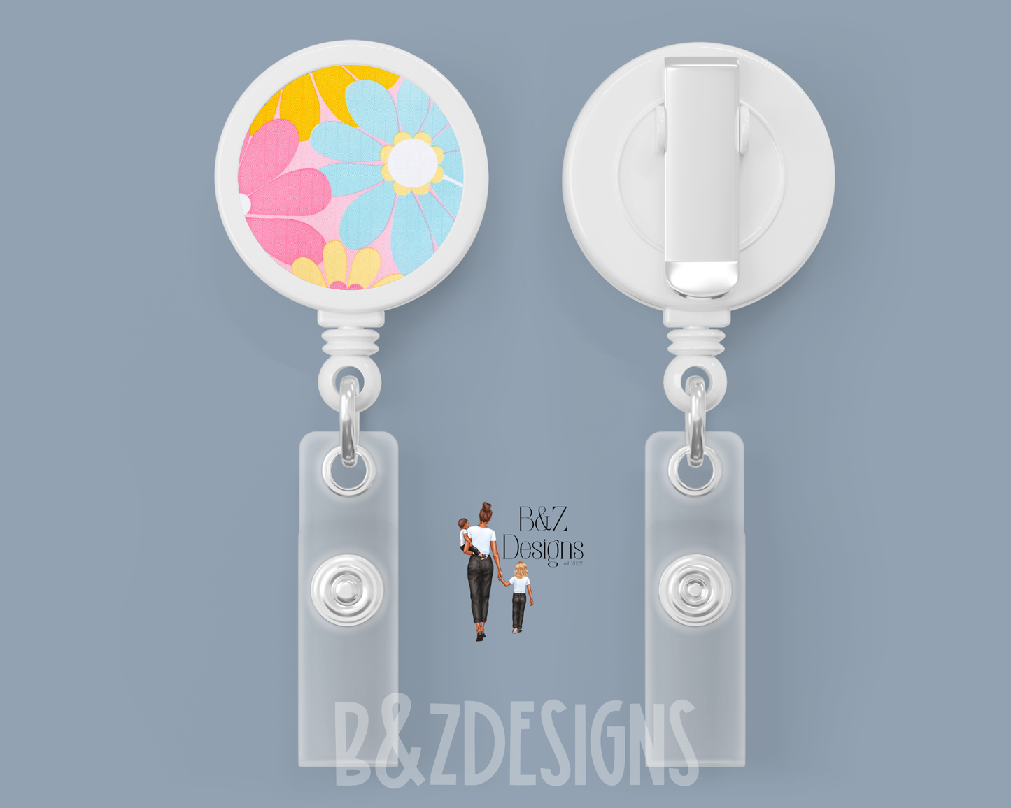 Flowers Retractable Badge Reel