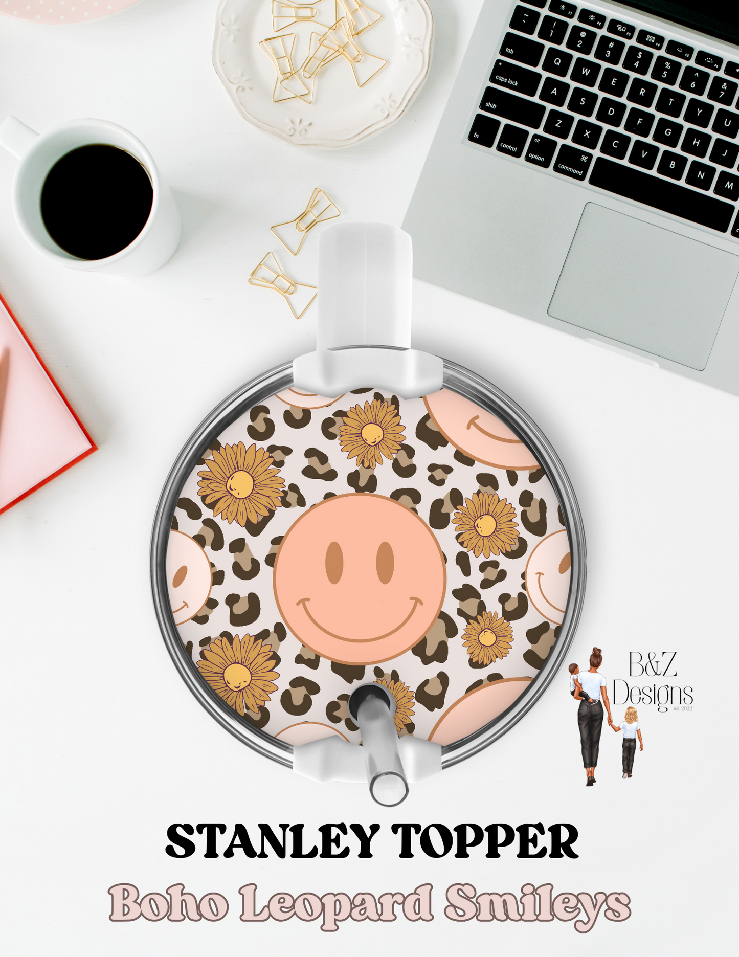 Boho Leopard Smileys Round Stanley Topper