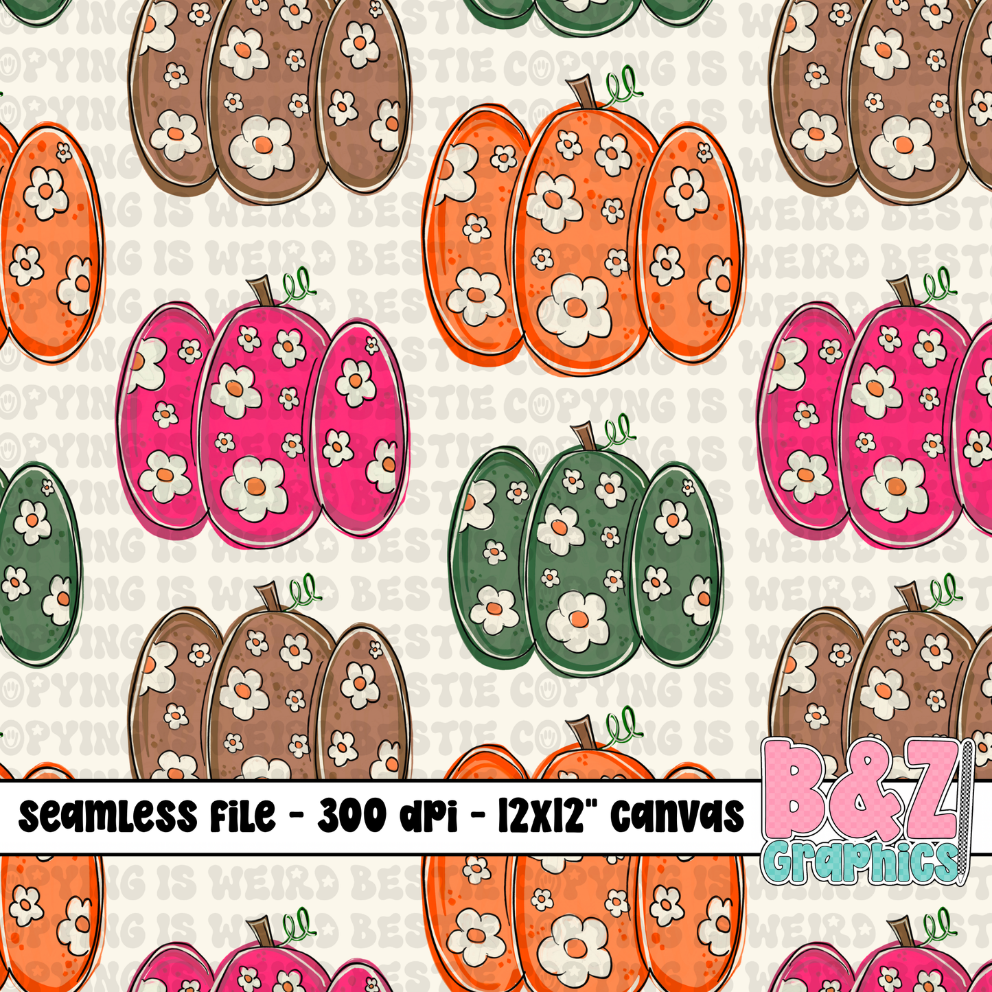 Floral Pumpkins Seamless