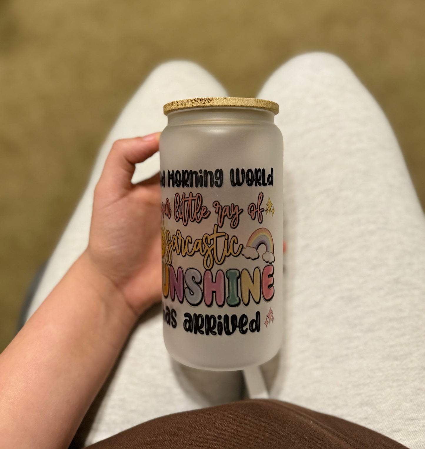 16oz Little Ray Of Sarcastic Sunshine Glass Cup