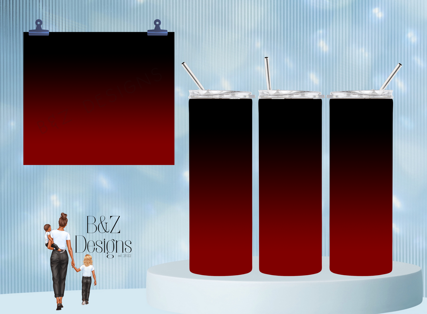 20oz Red & Black Ombre Tumbler