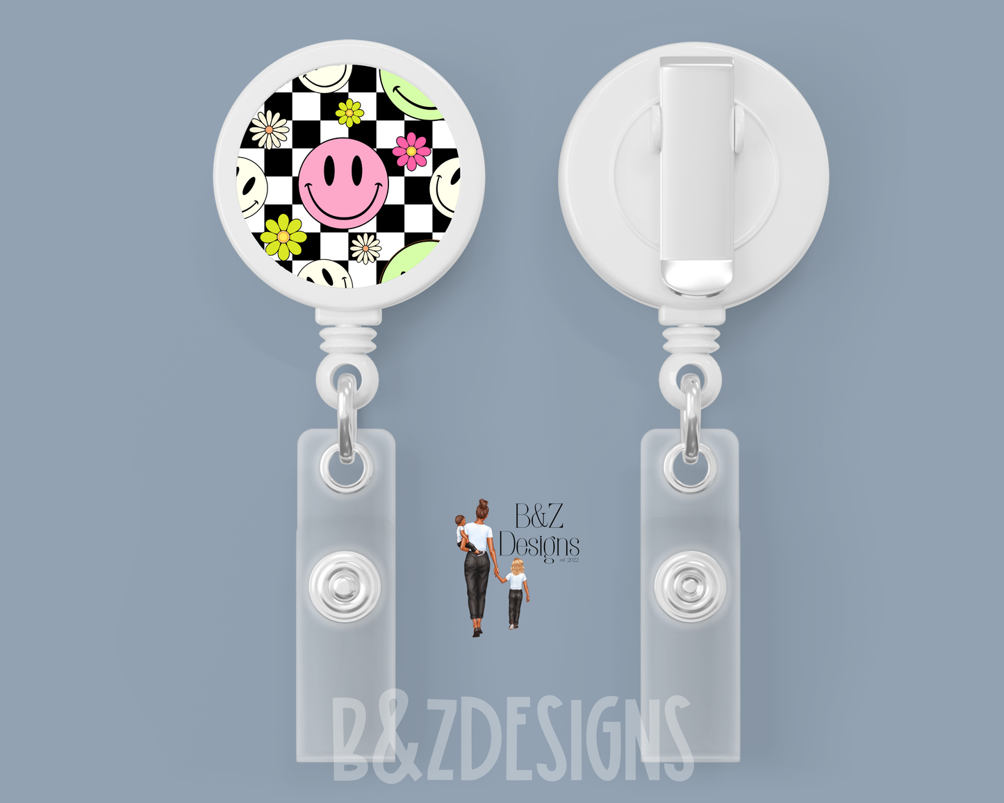 Groovy Checkered Retractable Badge Reel