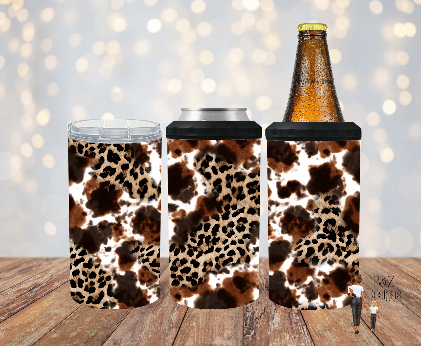 Leopard & Cow Print Can Cooler Combo