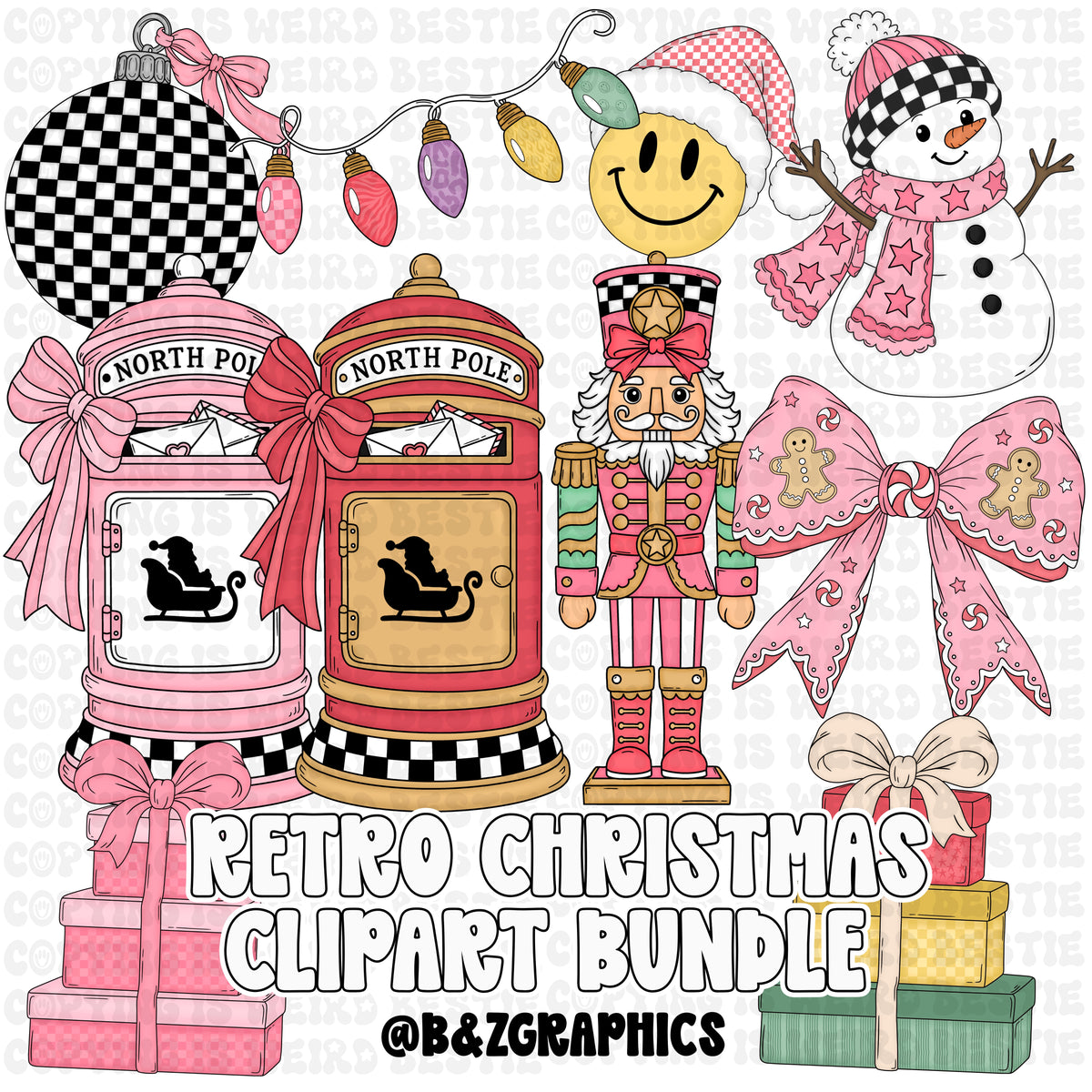 Retro Christmas Clipart Bundle