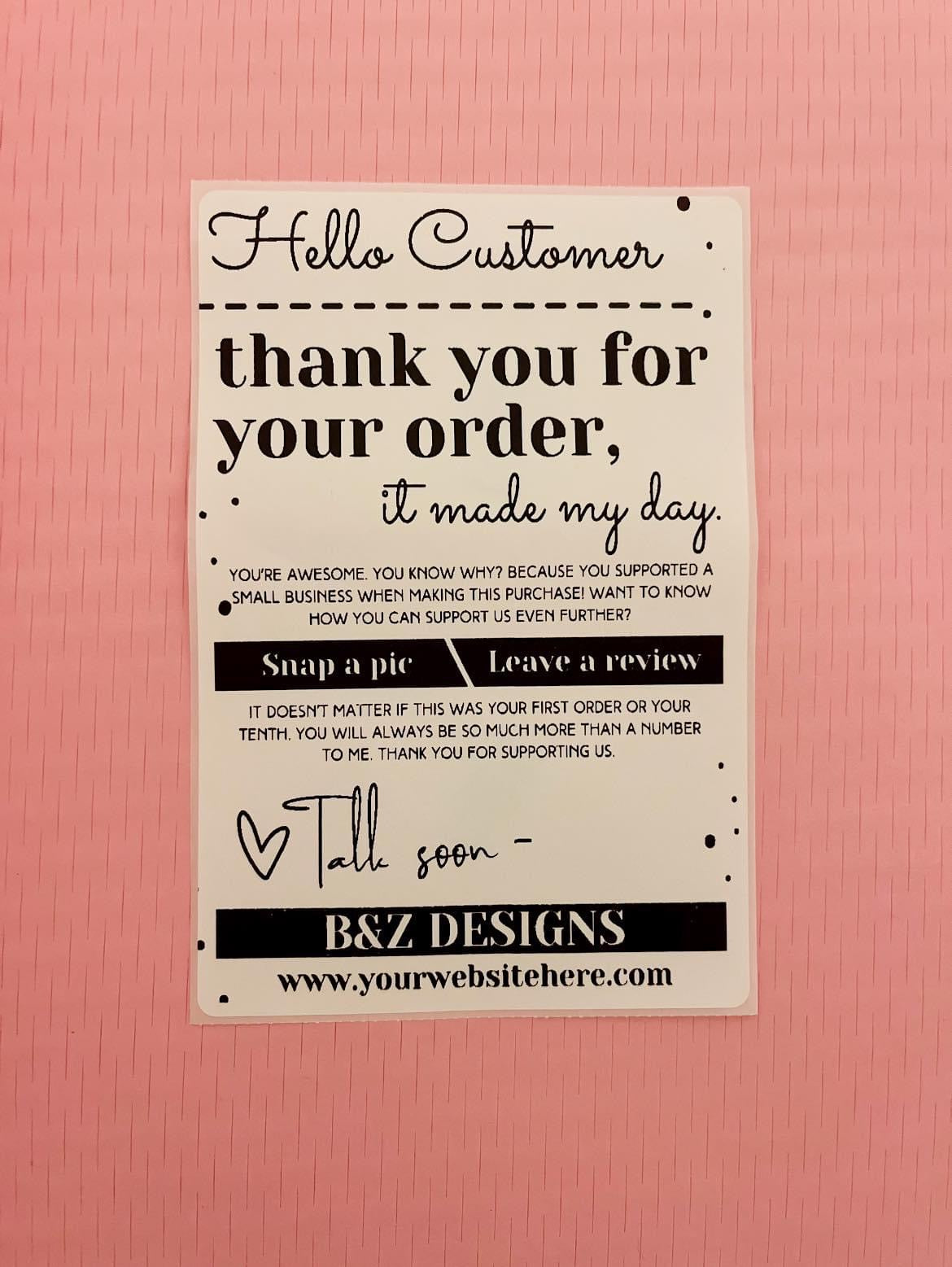 Hello Customer Big Labels