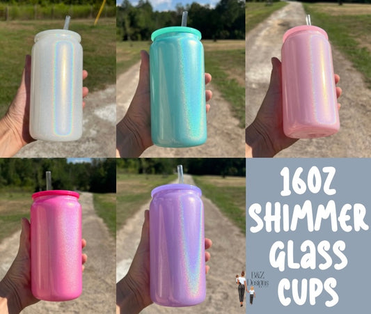 16oz Shimmer Glass Cups