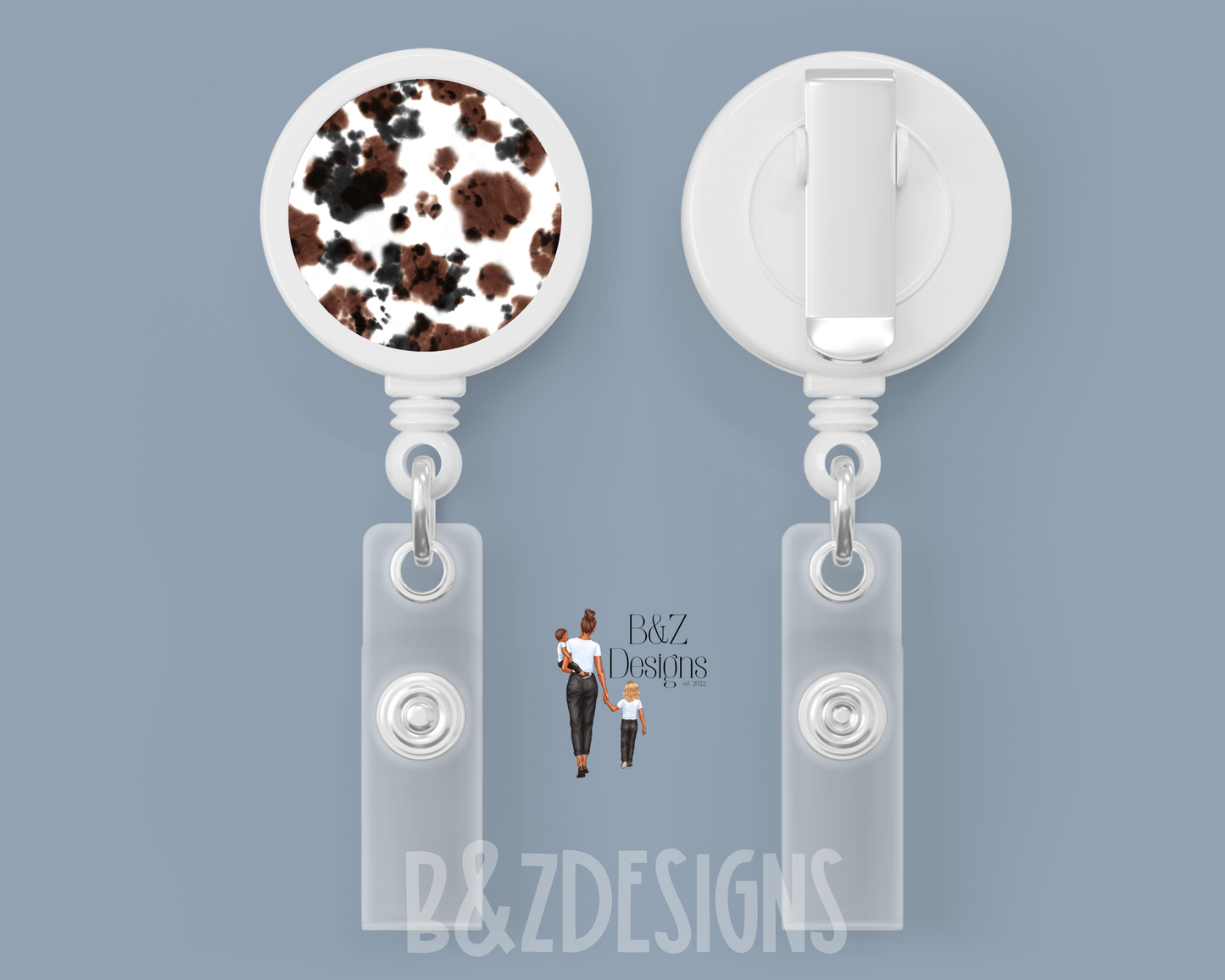 Cow Print Retractable Badge Reel