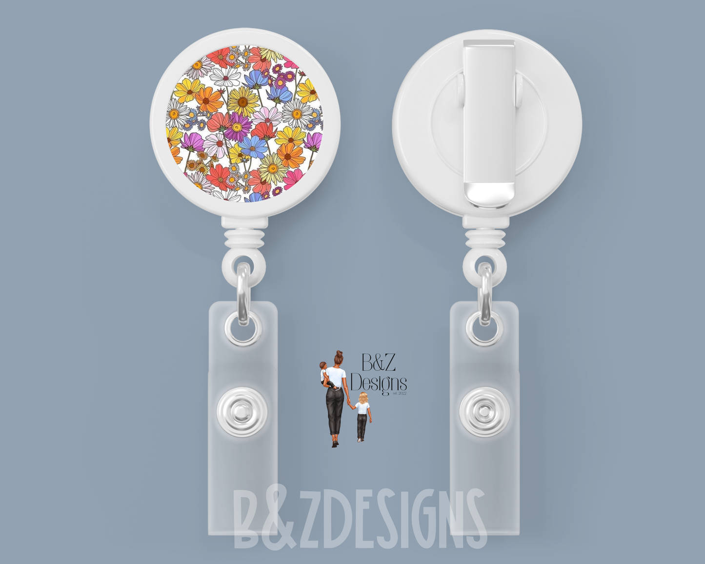 Flowers Retractable Badge Reel