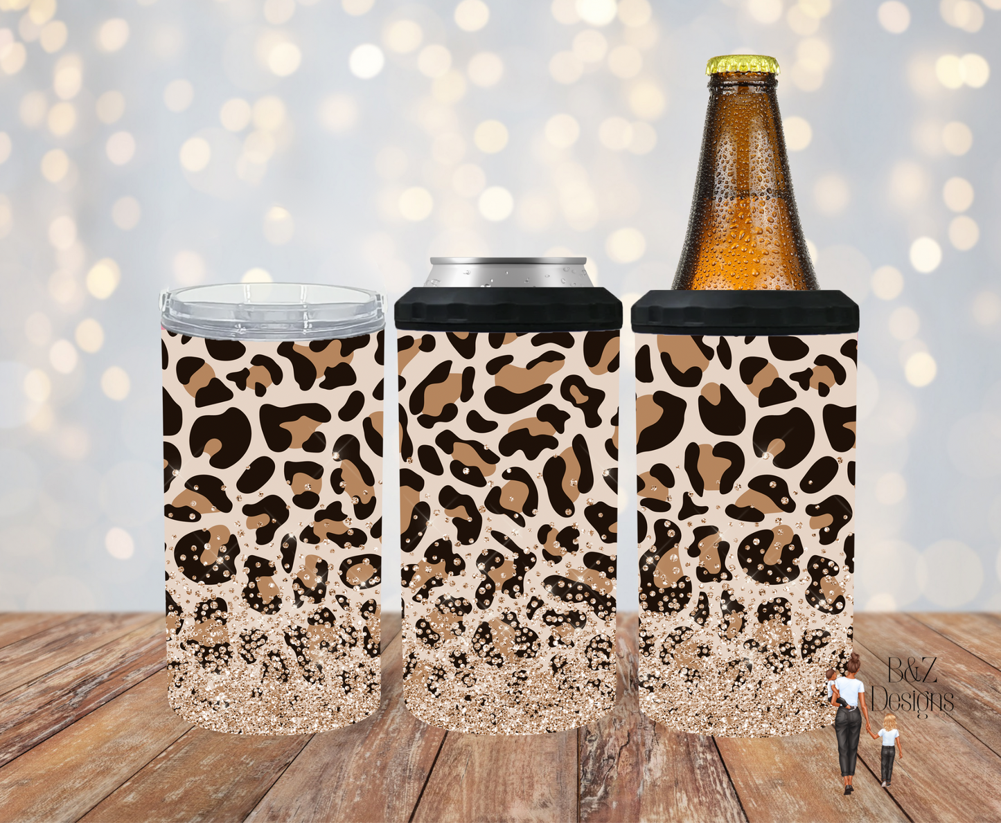 Leopard & Glitter Can Cooler Combo