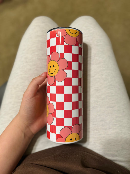 20oz Checkered Flower Tumbler
