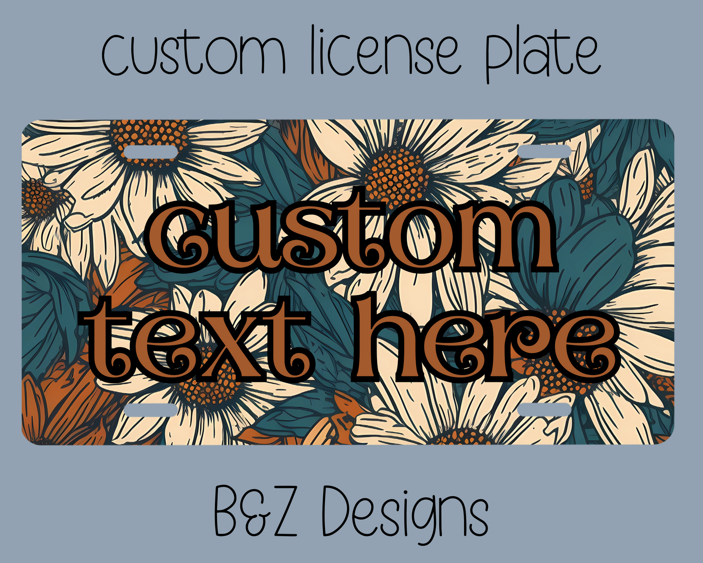 Custom Boho Flowers License Plate