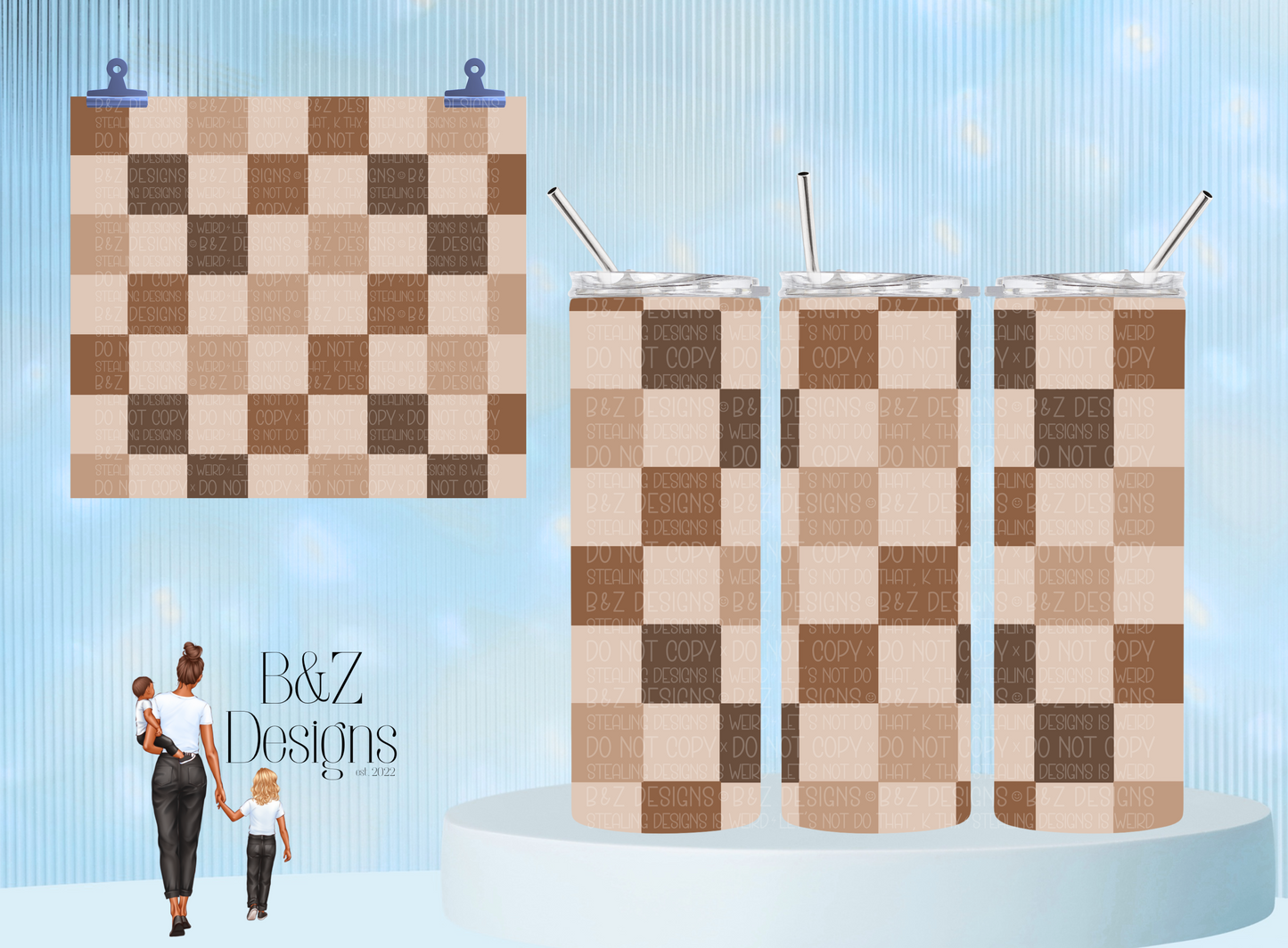 20oz Neutral Checks Tumbler