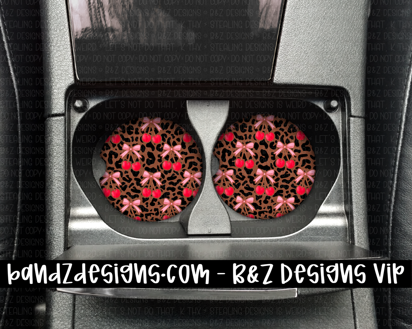 Leopard Cherries Car Coasters