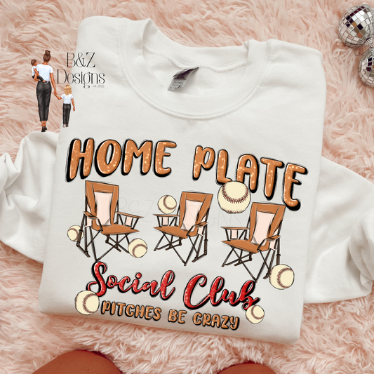 Baseball Homeplate Social Club Tee/Crew