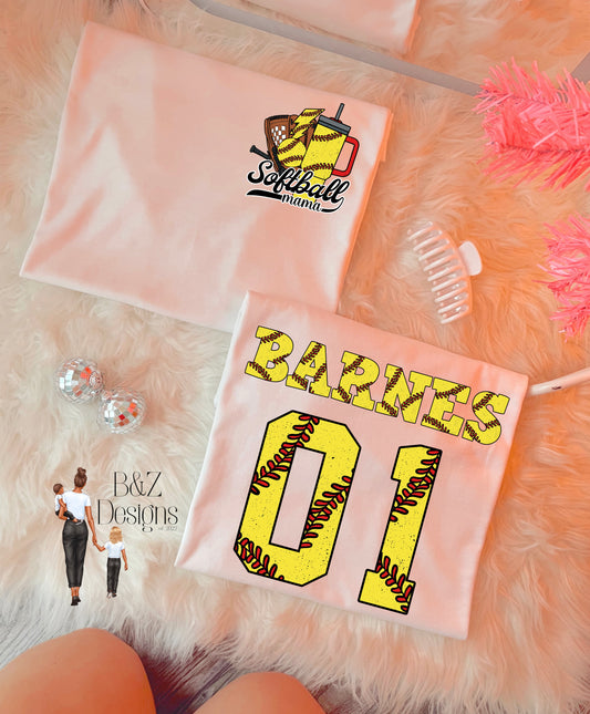 Custom Softball Mama Tee/Crew