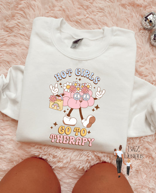 Hot Girls Go To Therapy Tee/Crew