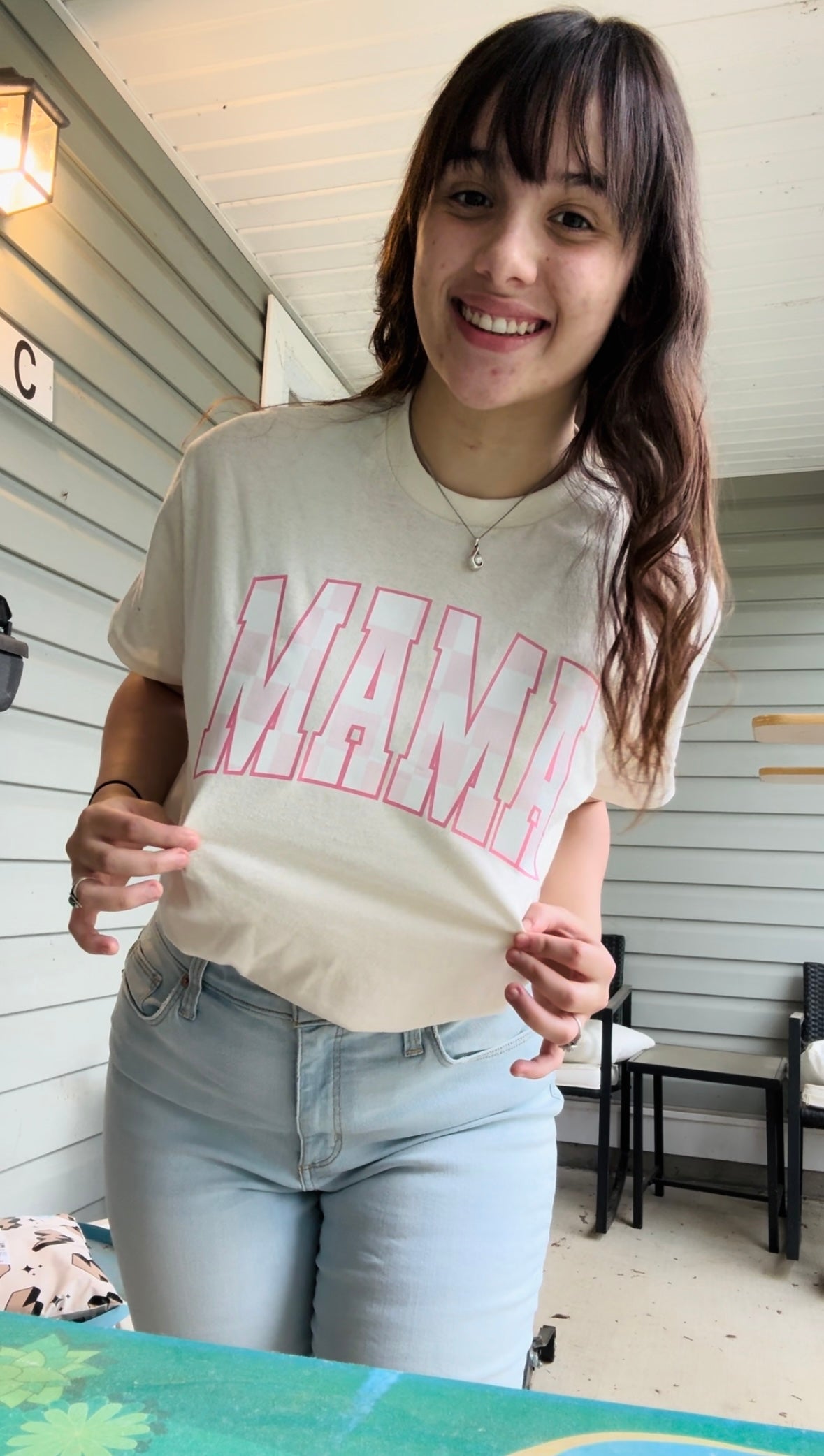 Checkered Mama Tee/Crew