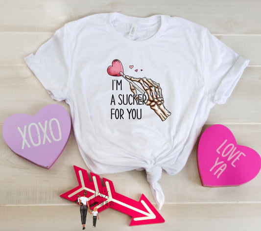 I’m A Sucker For You Skeleton Hand Tee/Crew