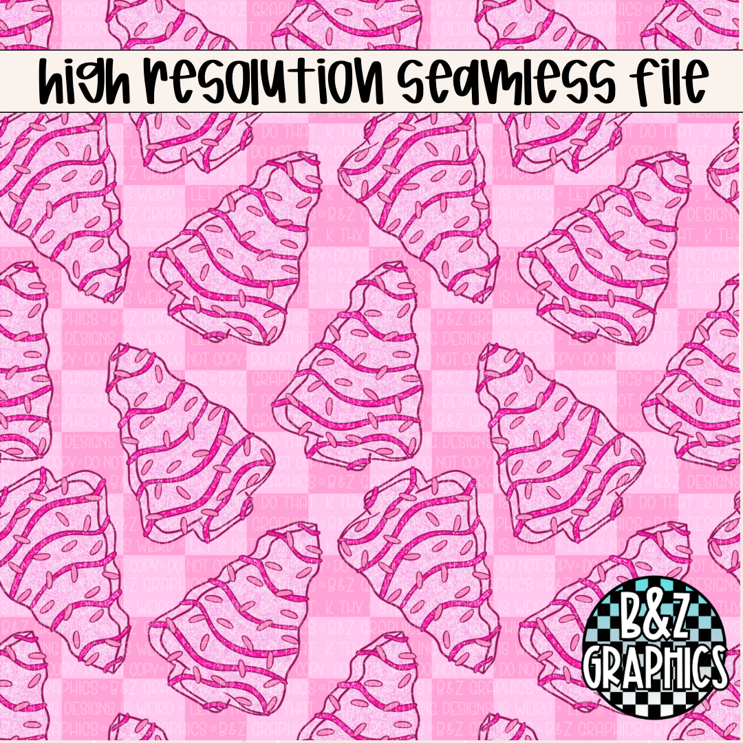 Pink Glitter Tree Cakes Seamless
