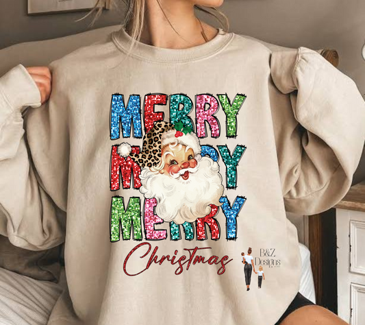 Merry Merry Merry Christmas Tee/Crew
