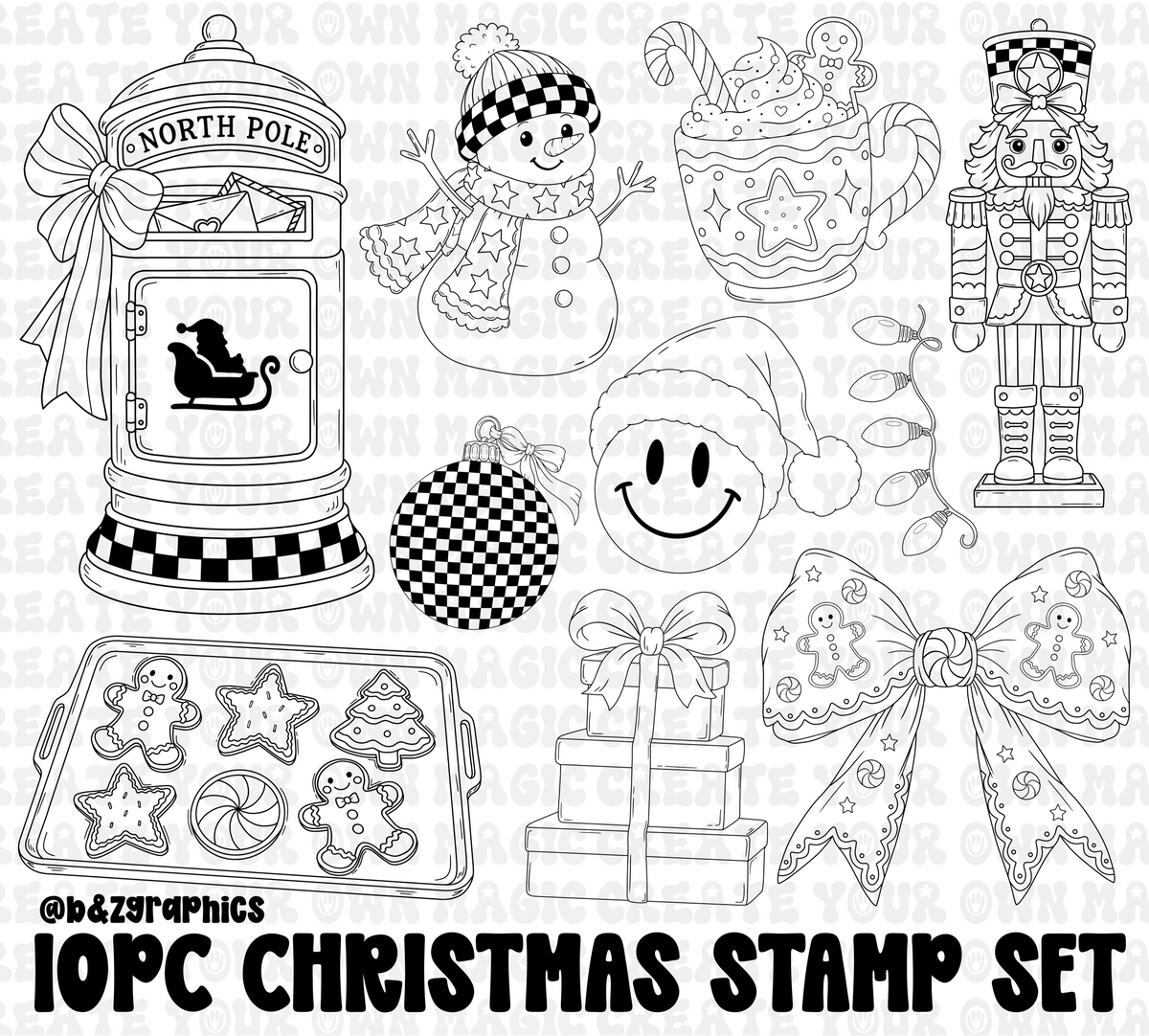 10pc Christmas Stamp Set