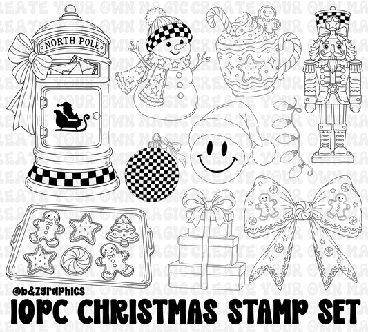 10pc Christmas Stamp Set